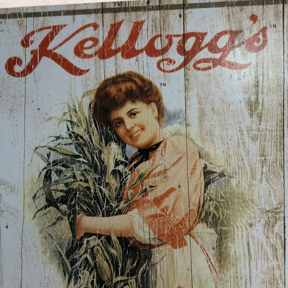 Kelloggs metal wall art with a girl holding corn - Picture 2 of 4